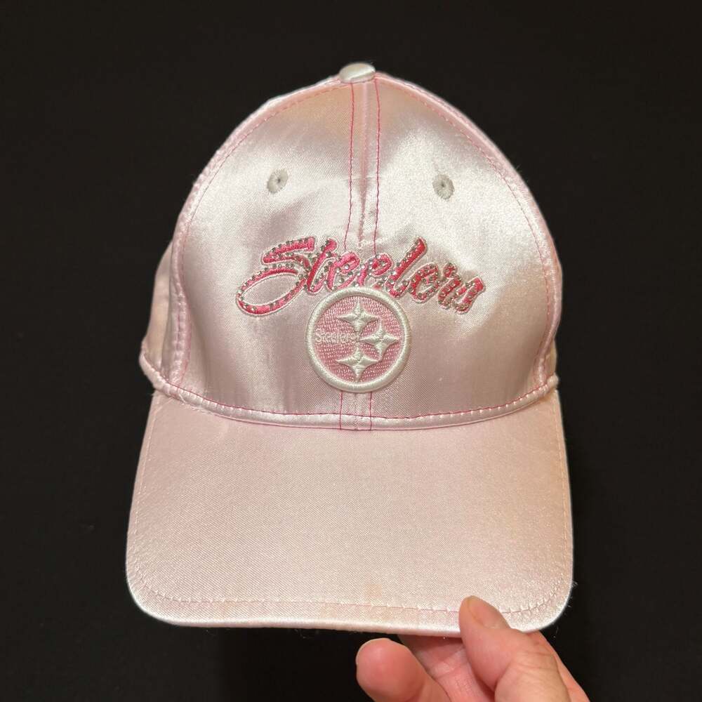 Reebok NFL Pittsburgh Steelers Women's Pink Satin Embellished Adjustable Hat